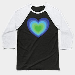 Hearts - concentric heart design blue to green Baseball T-Shirt